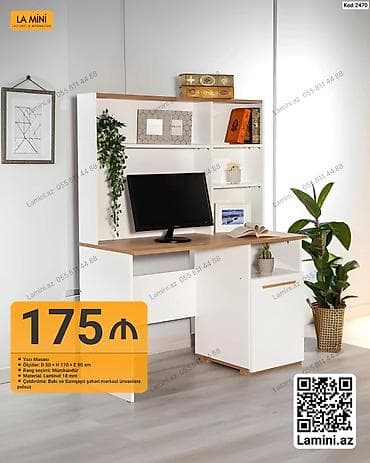 l masalar: Künc masa, Stulsuz, Polkalı, Siyirməli, Sadə laminat — 1
