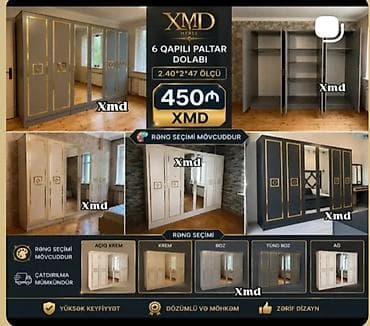 tek dolab: 6 qapılı paltar dolabı – XMD Mebel Ölçü: 2.40 × 2 × 47 Qiymət: 450 ₼ — 1