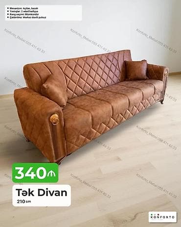 Tək divan – 210 sm - Mexanizm: açılan, bazalı (yataq funksiyalı və