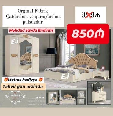 işlenmiş termolar: İkinəfərlik çarpayı, Termo, Dolab, 2 tumba, Azərbaycan, Yeni — 2