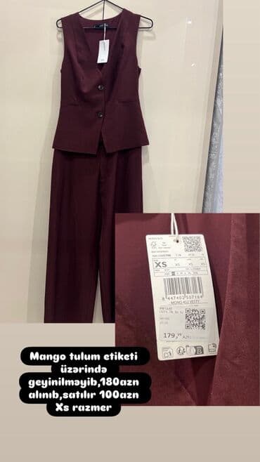 Куртки: Комбинезон, Mango, XS, цвет - Фиолетовый — 1