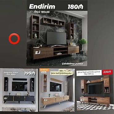 kitab rəf: Düz TV altlığı, Polkalı, Laminat — 1