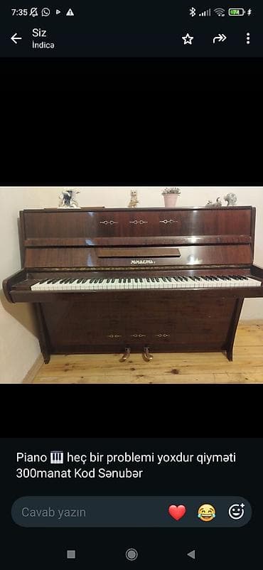 Upright piano – “Yarast” (Ярасть) modeli. Klassik, qəhvəyi taxta