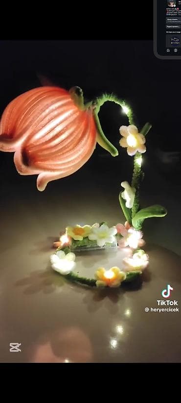 parnik is elanlari 2023: Əl işıqlı dekorativ gecə lampası – “çiçək” dizaynı - Material: yumşaq — 3