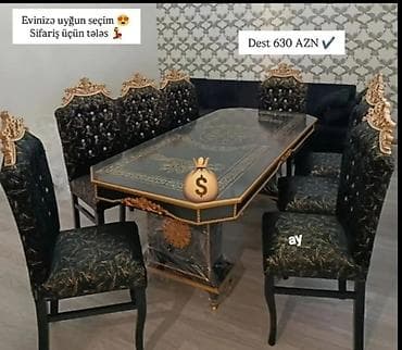 Qonaq otağı üçün, Yeni, Açılmayan, Dördbucaq masa, 6 stul — 1