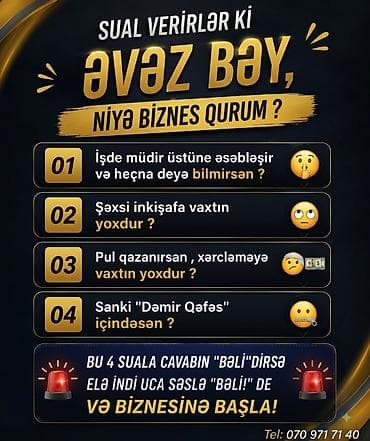 Biznesə başlamaq üçün motivasiya və istiqamət axtaranlar üçün xidmət — 1