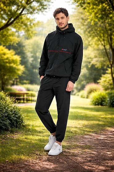 xonca desti: Unisex idman dəsti – qara rəng - Komplekt: kapüşonlu yüngül — 1