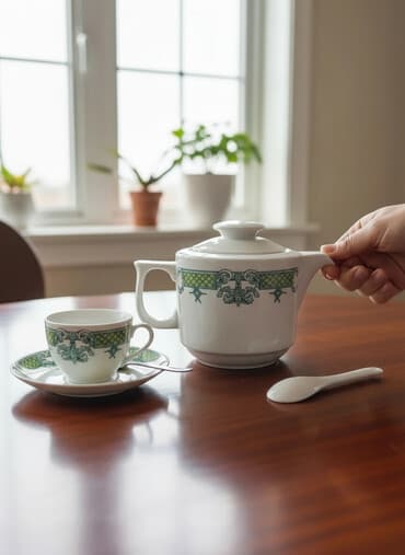 Mətbəx aksesuarları: Yeni, rəng - Ağ, Dəm caydanı, Keramika, Çexiya — 1