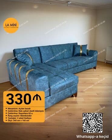 mavi divan: Künc divan, Yeni, Açılan, Bazalı, Parça, Şəhərdaxili pulsuz çatdırılma — 1