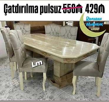 Açılmayan, Dördbucaq masa, 6 stul