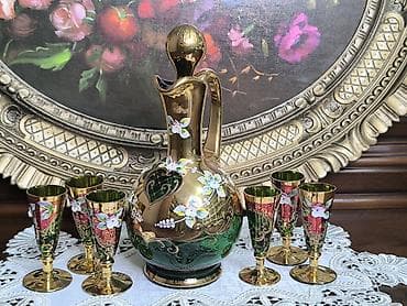 Boyalı şüşə karaf və 6 stəkan dəsti - Tərkib: 1 ədəd karaf + 6 ədəd — 2