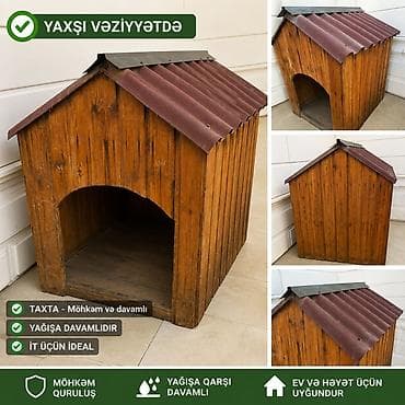 Taxta it evi - Material: keyfiyyətli taxta, möhkəm və davamlı quruluş