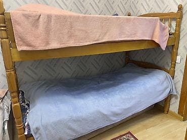 alt üst yataq: Oğlan və qız üçün, Çarpayı, Matrassız, Siyirməsiz, Taxta — 2