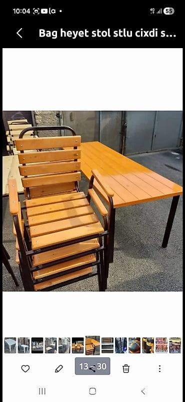 piknik masalari: Dördbucaq masa, 6 stul, Açılmayan, Stullar ilə, Metal — 2