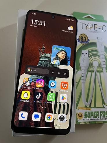 telef: Redmi Note 12, 128 GB, rəng - Qara, Sensor, Face ID — 6
