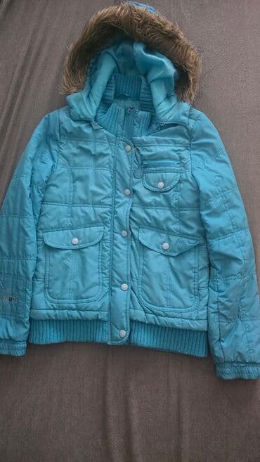 Mavi rəngli qadın/yeniyetmə qış gödəkçəsi - İsti, yüngül şişmə qatlı