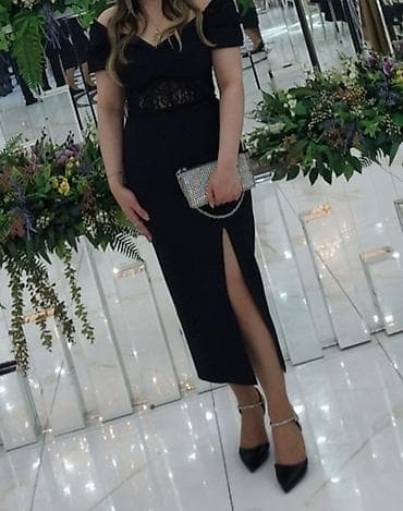 vozol topdan: Zərif qara ziyafət geyimi: - Model: Midi uzunluqda, tək tərəfli — 1
