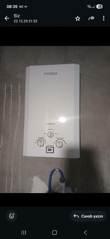 Ремонт техники: YAGMUR qazla işləyən suqızdırıcı (geyzer) - Tutum: 20 L - Güc: 40 kW — 1