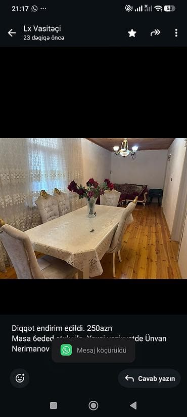 Diqqət endirim edildi. 250azn Masa 6eded stulu ilə. Yaxsi veziyyetde lalafo.az -da Diqqət endirim edildi. 250azn Masa 6eded stulu ilə. Yaxsi veziyyetde