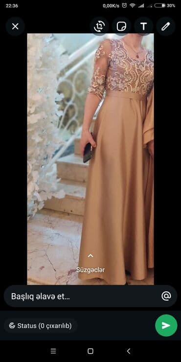 Zərif ziyafət/nişan/libas - Rəng: açıq qızılı-bej - Üst hissə: şəffaf lalafo.az -da Zərif ziyafət/nişan/libas - Rəng: açıq qızılı-bej - Üst hissə: şəffaf