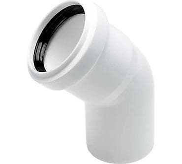 PP kanalizasiya keçidi – 45° dirsək - Material: ağ polipropilen (PP)
