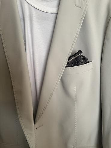 kurtka turk dilinde: Kişi kostyum dəsti – açıq boz rəng - İki hissə: pencək və şalvar - — 3