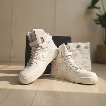 эпидиумная паста: Nike Air Force 1 yüksək boğazlı idman ayaqqabısı - Rəng: ağ, qızılı — 1