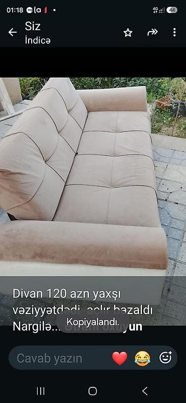 Divan 120 azn yaxşı vəziyyətdədi açlır bazaldı Nargilə kafesi tərəf lalafo.az -da Divan 120 azn yaxşı vəziyyətdədi açlır bazaldı Nargilə kafesi tərəf
