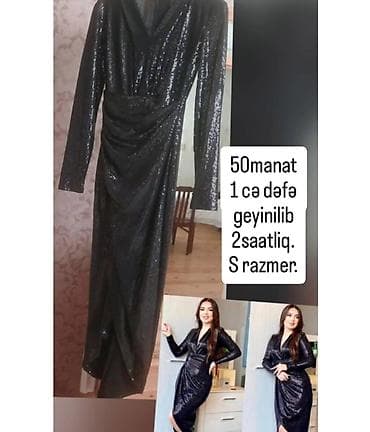 don sekilleri: Qara rəngli, parıltılı midi don. - Model: V-yaxa, uzunqol - Kəsim — 1