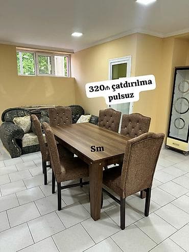 Qonaq otağı üçün, Açılmayan, Dördbucaq masa, 6 stul