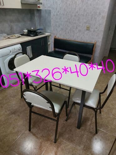 Masa və oturacaq dəstləri: Qonaq otağı üçün, Yeni, Açılan, Dördbucaq masa, 2 stul — 19