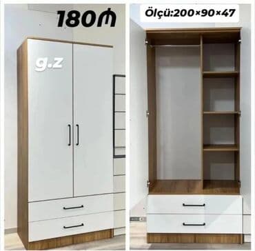 Açılan, 2 qapılı Düz dolab, Qarderob, paltar dolabı