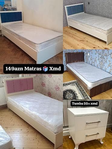sumqayit stol stul: Tək nəfərlik çarpayı və matrass dəsti • Müxtəlif dizaynlı başlıqlar — 2