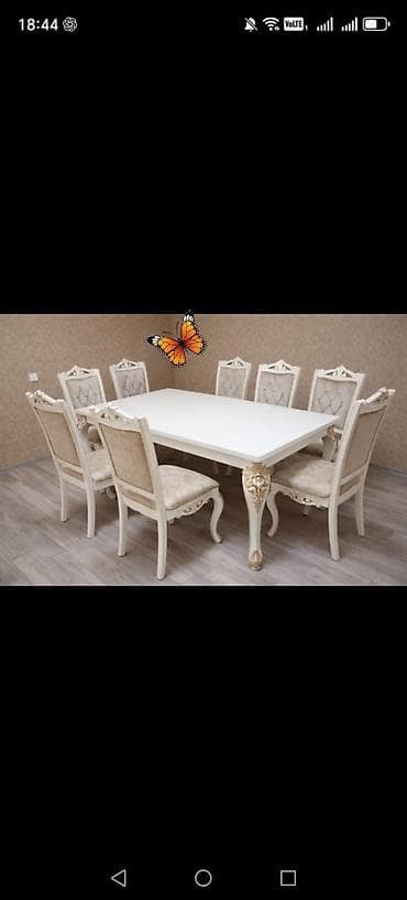 açılan masalar: Qonaq otağı üçün, Açılan, Dördbucaq masa, 8 stul — 1