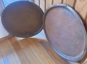 Аккумуляторы: Mis qabdan düzəldilmiş 2 ədəd böyük mis sinilər Bürünc qədimi 100 — 2