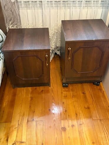 эконом мебель: İki ədəd taxta tumbi/komodin dəsti. - Material: ağac üzlü laminasiya — 1