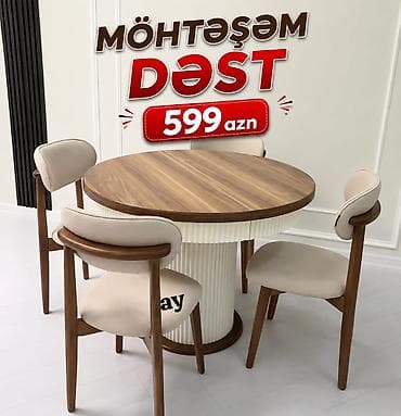 Möhtəşəm Dəst – 599 AZN Dəyirmi yemək masası və 4 ədəd stuldan ibarət — 1