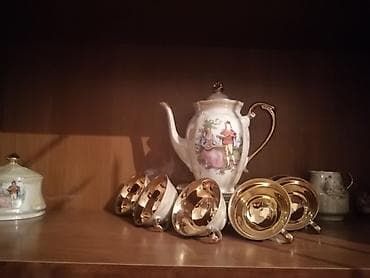 murebbe qablari: Qəhvə dəsti, rəng - Bej, Farfor, 6 nəfərlik, Polşa — 1