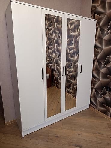 hamam skaf: Yeni, 4 qapılı, Güzgülü, Ağ, Digər material, Açılan, Düz dolab — 1