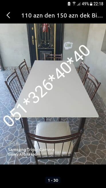 Masa və oturacaq dəstləri: Qonaq otağı üçün, Yeni, Açılan, Kvadrat masa, 4 stul — 3