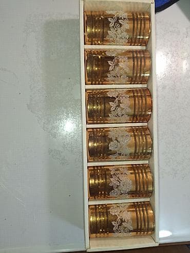 Qab-qacaq və mətbəx ləvazimatları: Stəkanlar, rəng - Qızılı, Şüşə, 6 ədədli dəst, Yaponiya — 3