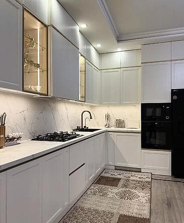 Mətbəx mebeli – L formalı, müasir klassik dizayn - Üst-altar