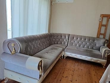 krep parca: Künc divan – klassik üslub, zərif detallarla - Forma: “L” tipli künc — 1