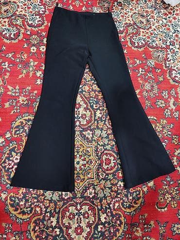 parasut salvar: Qadın şalvarı – qara rəng, qabarıq balaq (flare) kəsimi - Model — 1