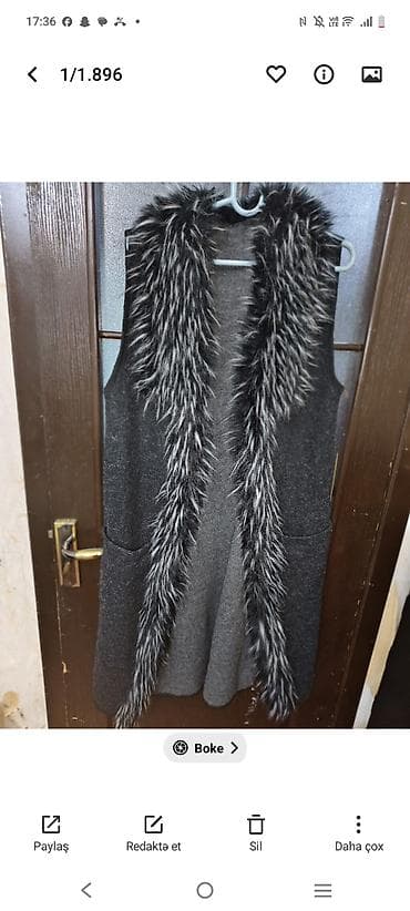 aşbaz geyimi: Qadınlar üçün uzun jilet/kardiqan - Rəng: tünd boz - Model: qolsuz — 3