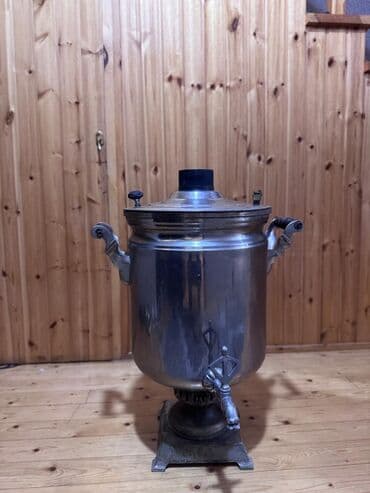 simavar: Klassik kömür/odunla işləyən metal samovar - Material: qalın divarlı — 6