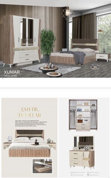 yantar divar saatı: İkinəfərlik çarpayı, Dolab, Termo, 2 tumba, Yeni — 1