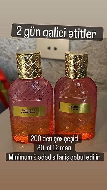 2 gün qalıcı ətirlər - 200-dən çox çeşid - 30 ml – 12 man - Minimum 2