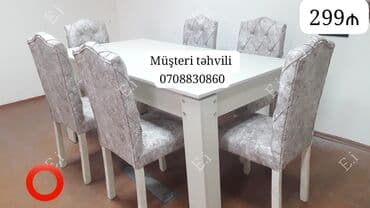 qonaq masaları: Qonaq otağı üçün, Yeni, Açılmayan, Dördbucaq masa, 6 stul — 1