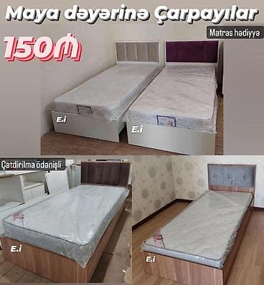 divan 150: Tək nəfərlik çarpayılar – müxtəlif dizaynlarda - Başlıq hissəsi yumşaq — 1